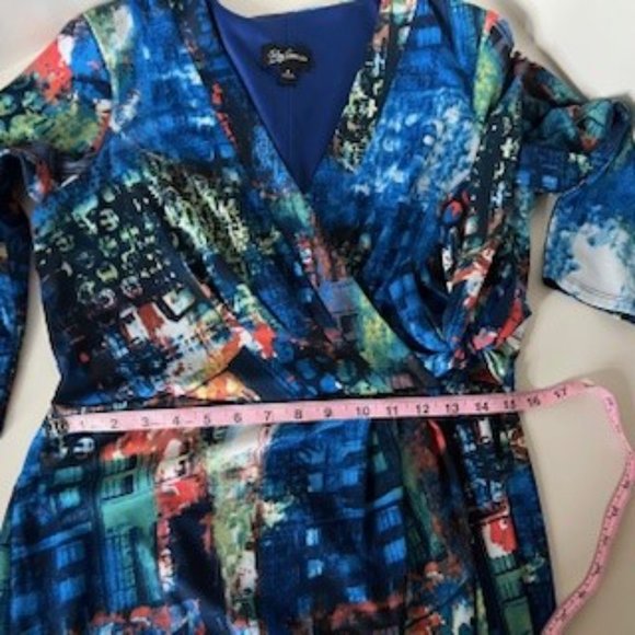 Oleg Cassini- Bloomingdales, multi color dress, size 8. - Picture 9 of 9